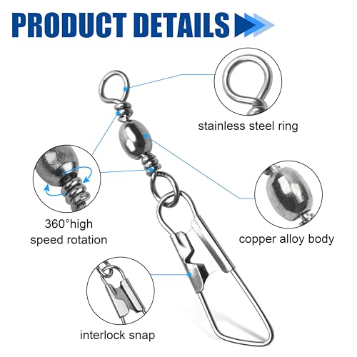 Fishing Barrel Swivels Snaps - 100pcs Black #12 Snap Connectors
