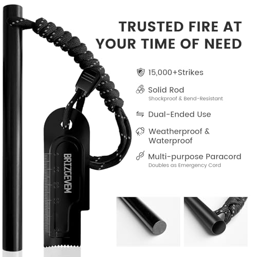 Ferro Rod Fire Starter with Waxed Tinder Cord - 6x1/2 Inch