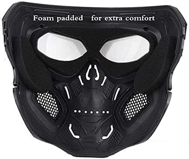 PJ Tactical Fast Helmet with Adjustable Airsoft Mask Skull Full Face MaskSuitable for Airsoft Paintball, Halloween, Role-Playing, Costume Parties and Movie Props