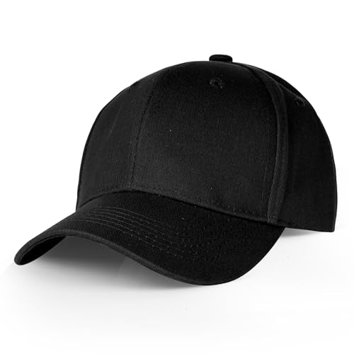 Classic Cotton Baseball Cap - Adjustable Dad Hat - Black
