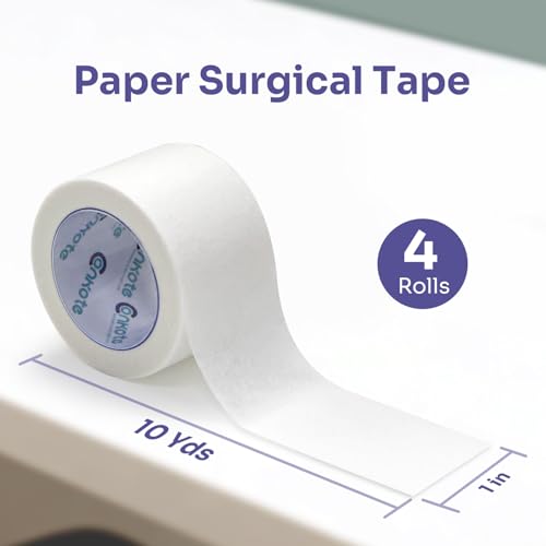 Medical Paper Surgical Tape - 4 Rolls, 1" x 10 Yards, Latex-Free & Hypoallergenic