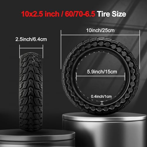 BANGTING 2-Pack 60/70-6.5 Solid Tire for Electric Scooters 10x2.5 (Black) – Fits Ninebot Max G2/G30 & G30D