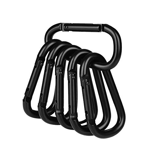 2.3" Small Carabiner Keychain Clips - 6 Pack, Black