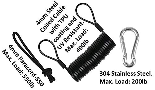 Safety Leash with Heavy Duty Cuff & Carabiner - Basic 1 Pack