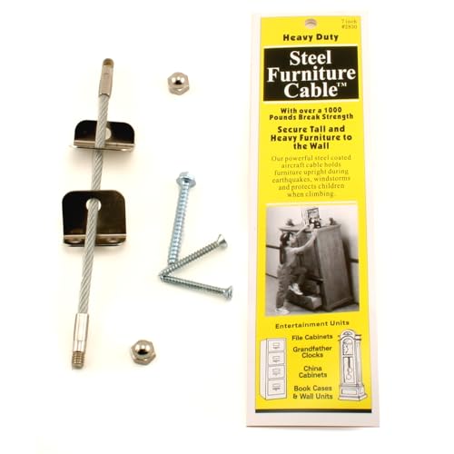 7-Inch Steel Furniture Cable - Secure Heavy Furniture to Wall - 1 Count