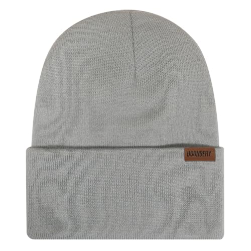 Light Gray Unisex Knit Cuffed Beanie Hat - One Size
