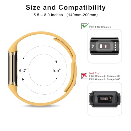 Silicone Sport Band for Fitbit Charge 6 - Yellow Replacement Strap