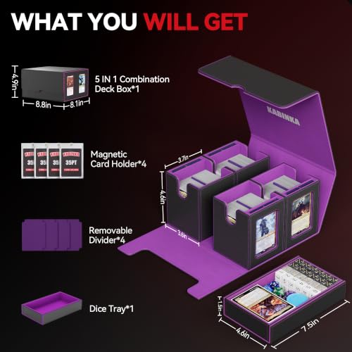 5-in-1 Modular Card Deck Box for 400+ Double-Sleeved Cards