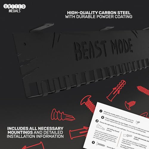 Medal Holder Display with Bamboo Shelf - 17" Beast Mode