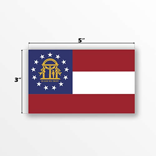 Georgia State Flag Decal Stickers - 2-Pack, 5" x 3", Premium Vinyl