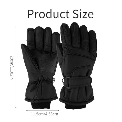 Thermal Ski Gloves - Waterproof & Windproof - Black, Medium