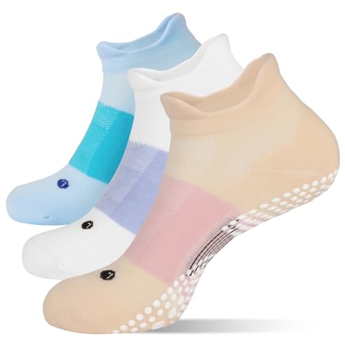 Non-Slip Pilates Socks with Grips for Yoga & Fitness - Multi01