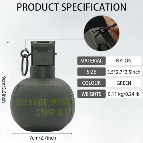 M67 Tactical Grenade Airsoft Toy - Green Pull Ring Prop for Ages 14+