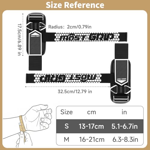 Weightlifting Wrist Straps with D Rings - Black-White, M (6.3-8.3 Inch)