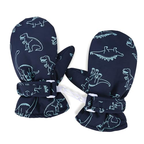 Toddler Waterproof Winter Mittens - Lined Fleece, Navy, 4-8 Years