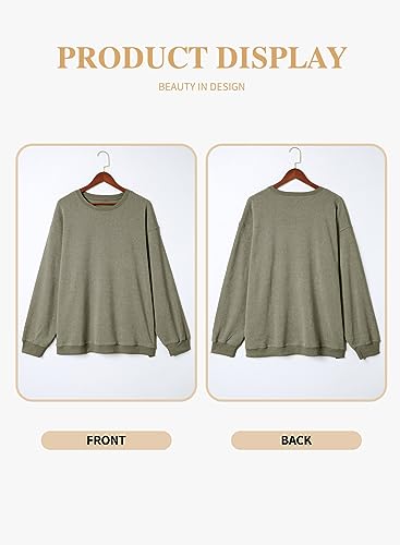 Eytino Women's Plus Size Oversized Crew Neck Sweatshirt 3X Green
