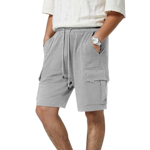 Mens Casual Cargo Shorts with Drawstring Elastic Waist – 5-Pocket Gym Jogger