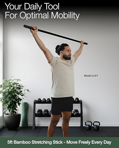5ft Bamboo Yoga Stick for Mobility & Flexibility - Abyss Black