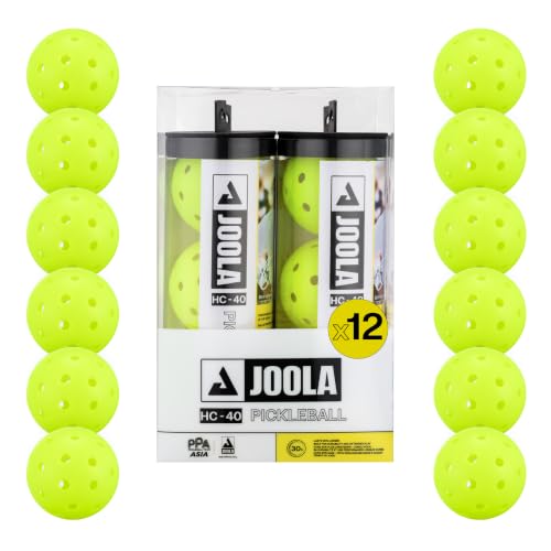 JOOLA HC-40 12 Pack Pickleball Balls with Storage Tube – USAP Approved Tournament Indoor/Outdoor