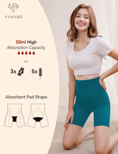 Women's X-Large Blue Period Underwear Shorts 50ml Absorbent, Reusable, Leakproof