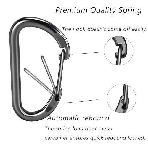 Heavy Duty Self-Locking Carabiner Clip - 2.36 in Gunmetal Grey
