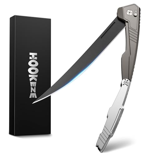 Hook-Eze Folding Fish Fillet Knife with Razor Sharp Blade & Carabiner, 12.5” Outdoor Boning & Skinning Knife