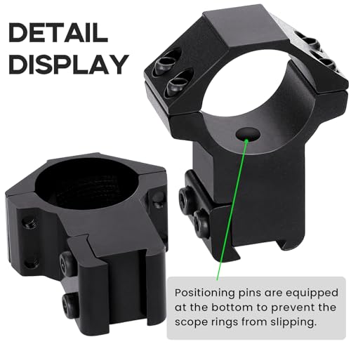 High Profile 1 Inch Dovetail Scope Rings Set - 2 Pcs Black