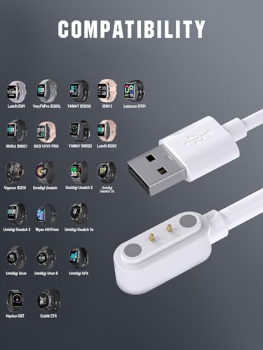 Replacement Charger for YAMAY VeryFitPro SW021/SW01 - 1 Pack, White