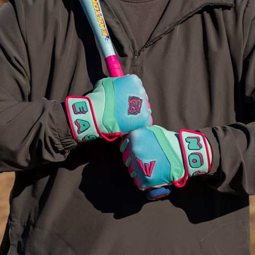 Easton Walk-Off Ethos Baseball Batting Gloves Spring Break Edition - Aqua Pink Youth & Adult Sizes
