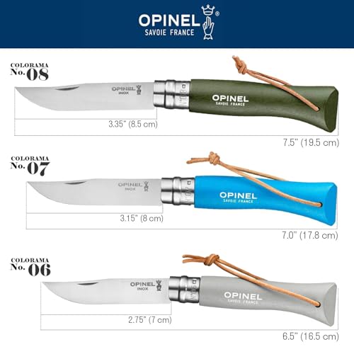 Opinel No.6 Colorama Stainless Pocket Knife with Virobloc Safety Ring - Cloud