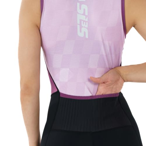 Women's Sleeveless Triathlon Suit - Quick-Dry Compression Trisuit with Pockets