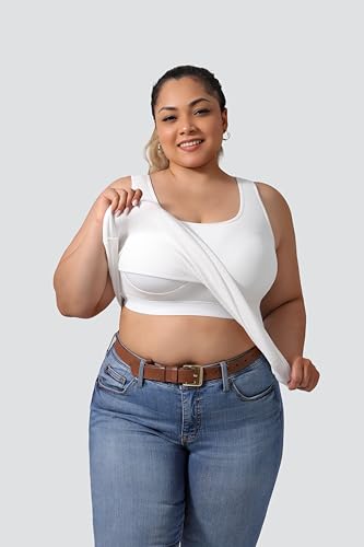 Plus Size U-Back Tank Top with Built-in Bra - DAGGLOSA 3X White