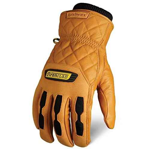 Ironclad Ranchworx Winter Gloves RWDI, Premium Leather Insulated Winter Work Gloves, Cold Weather Protection Rated to 30¡ÆF/-1¡ÆC, Water-Resistant Palm, (1 Pair), RWDI-07-XXXL, Size XXX-Large