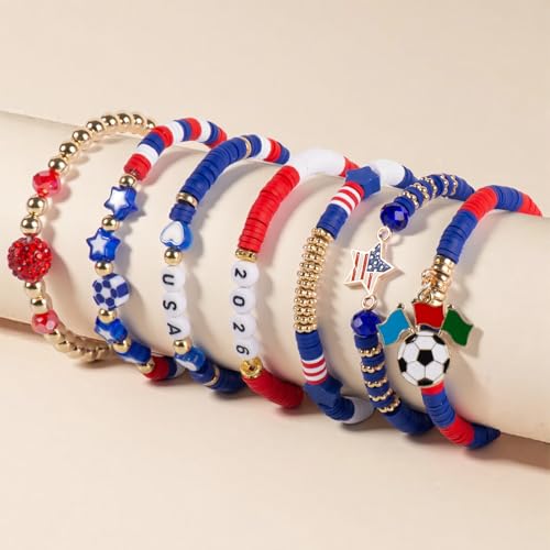 2026 Soccer Fan Gear Bracelet Set - USA Flag & Soccer Charms