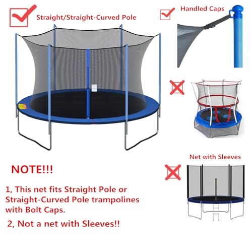 Cliselda 13FT Round Trampoline Safety Net Replacement for 6 Poles - Net Only
