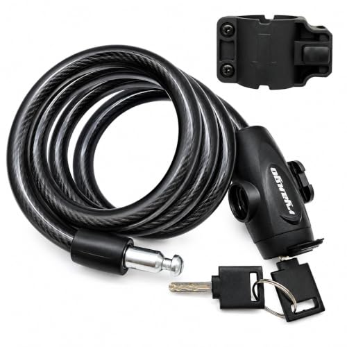 Heavy Duty Bicycle Lock Cable with Mounting Bracket & 2 Keys