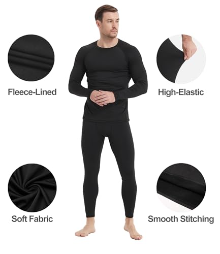 Dalavch 4 Pack Men's Thermal Compression Pants Fleece Lined Leggings Large Black Heather Gray Blue