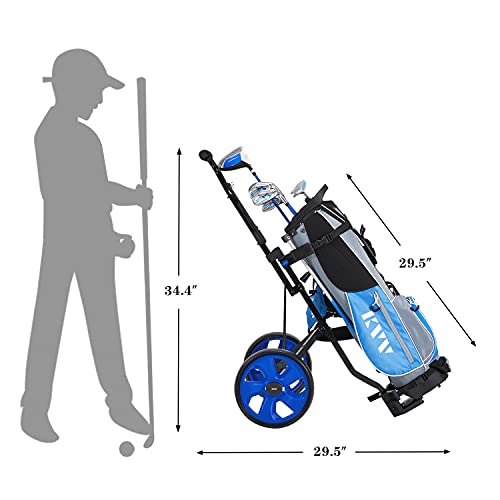 Junior Golf Cart for Kids 3-10 Years - Adjustable Bracket - Blue/Black