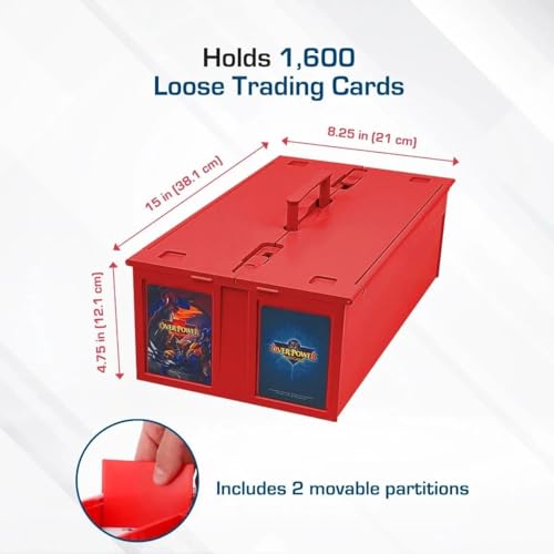BCW Collectible Card Storage Bin - Holds 1,600 Cards, Stackable, Red, Single Pack