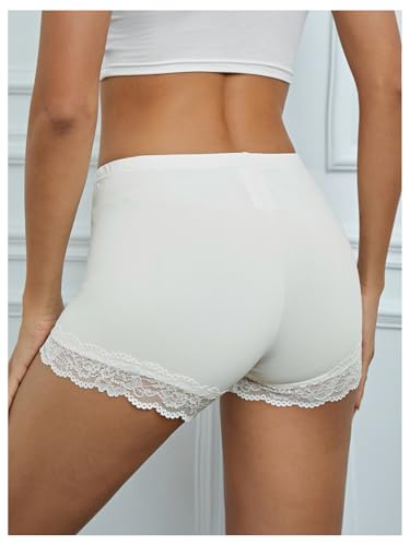MakeMeChic Women's White Summer Lace Trim Shorts Under Dress Medium