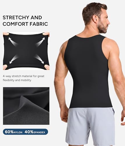 Eleady Men's Slimming Compression Shirt Vest Large Black Workout Tank Top