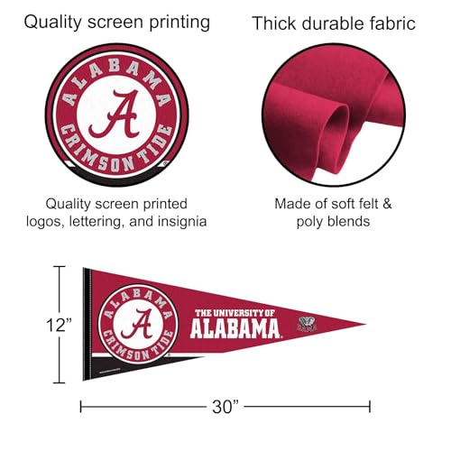 Full Size Alabama Crimson Tide Pennant Flag - 12x30 Inches