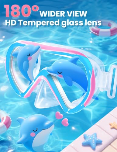 Supertrip Kids Swim Goggles with Nose Cover (A-PinkBlue) 6-14 Years