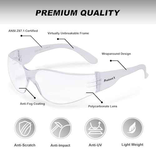 ProtectX Safety Glasses for Men & Women, Safety Sunglasses with Anti-Fog Scratch Resistant Lenses, Non-Slip Grips, ANSI Z87.1