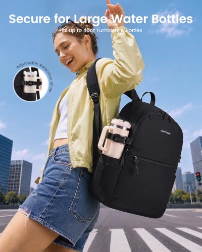 LOVEVOOK Medium 15.6inch Unisex Casual Backpack Black for Work & College