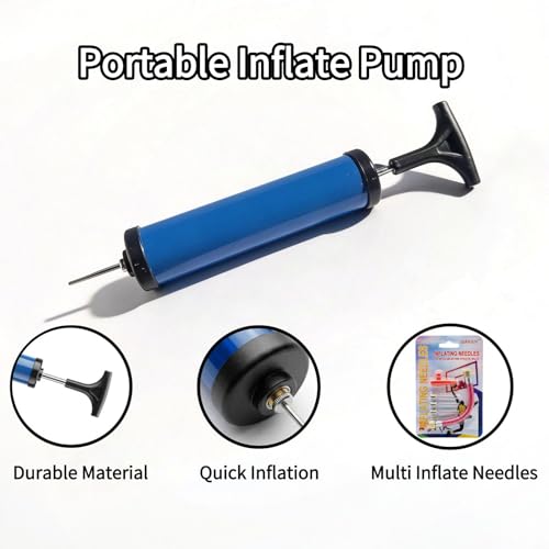 2-Pack 8-Inch Portable Ball Pump Set with Needles, Nozzle & Extension Hose