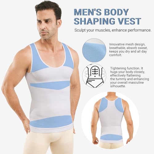 Mens Compression Tank Top - Gynecomastia Slim Shaper Undershirt