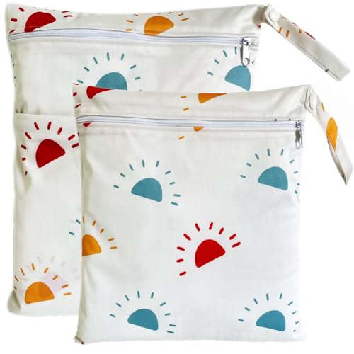 Reusable Wet Dry Bag Set for Cloth Diapers - Boho Style, 2 Pack