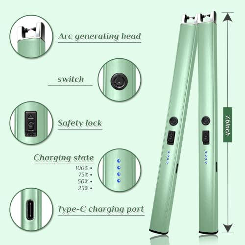 2 PCS Candle Lighter, long Electric Lighter，Stocking Stuffers for