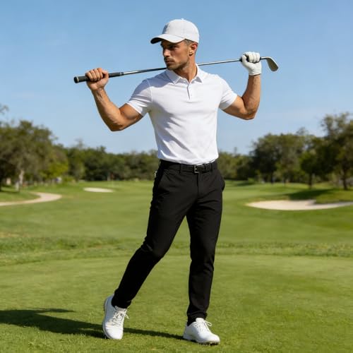 Men's Breathable Short Sleeve Polo Shirt - Medium / White B